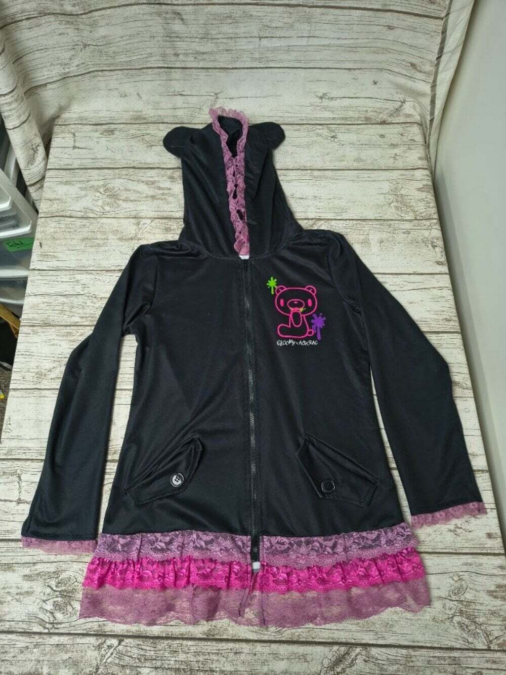 Vivid Gloomy Bear Ears Zip Up ACDC Rag Sweater